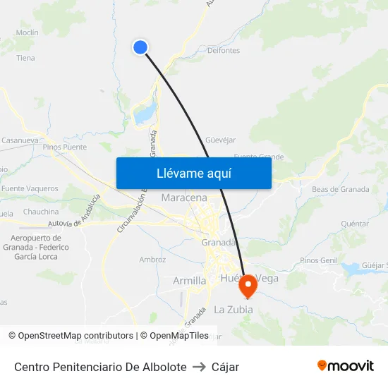 Centro Penitenciario De Albolote to Cájar map