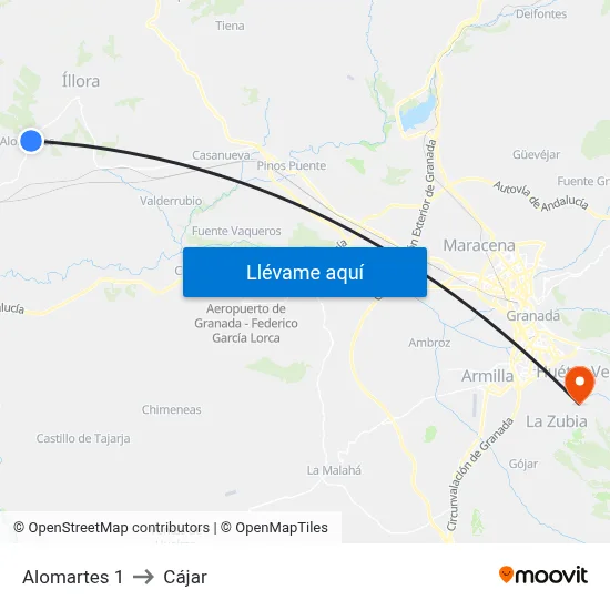 Alomartes 1 to Cájar map