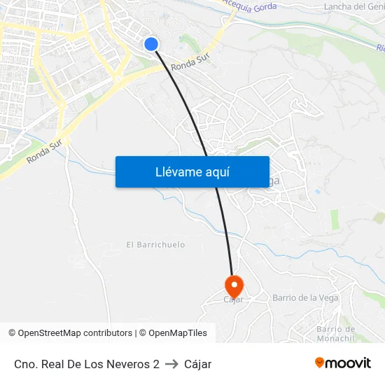 Cno. Real De Los Neveros 2 to Cájar map