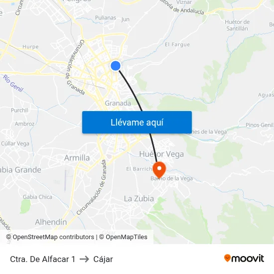 Ctra. De Alfacar 1 to Cájar map