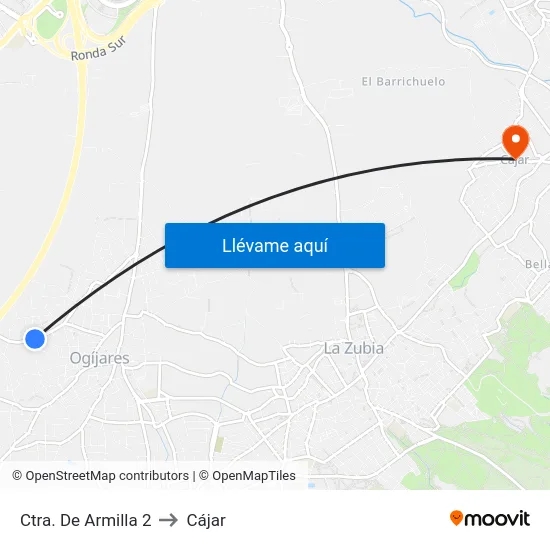 Ctra. De Armilla 2 to Cájar map