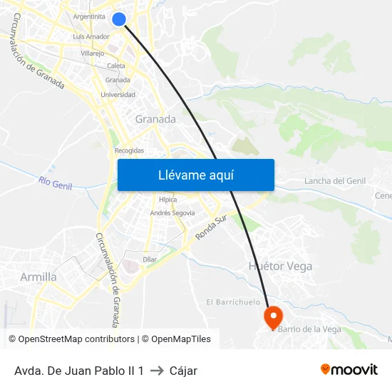 Avda. De Juan Pablo II 1 to Cájar map