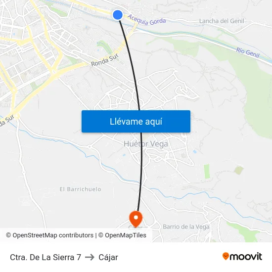 Ctra. De La Sierra 7 to Cájar map