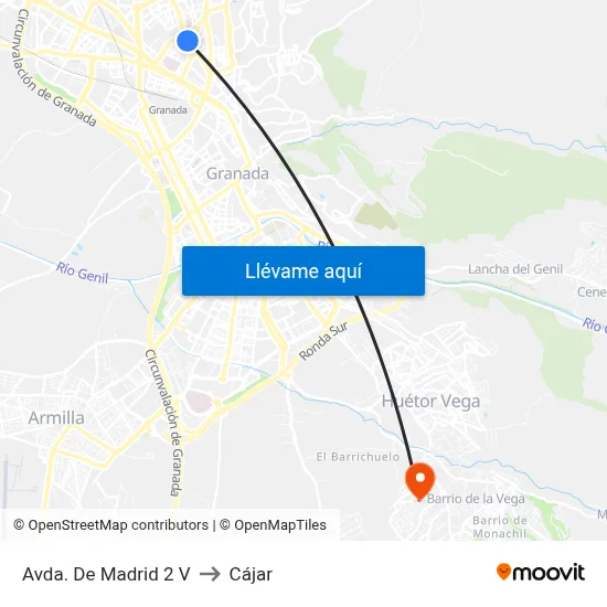 Avda. De Madrid 2 V to Cájar map