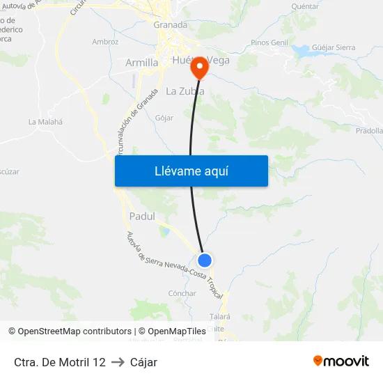 Ctra. De Motril 12 to Cájar map