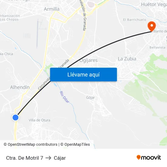 Ctra. De Motril 7 to Cájar map