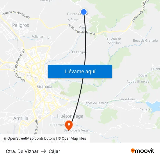 Ctra. De Víznar to Cájar map
