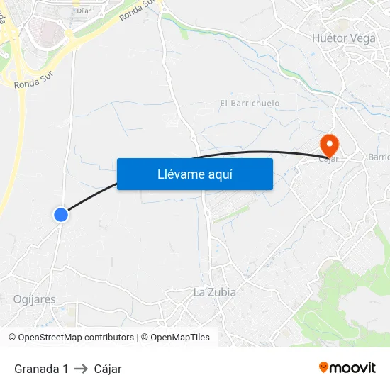 Granada 1 to Cájar map