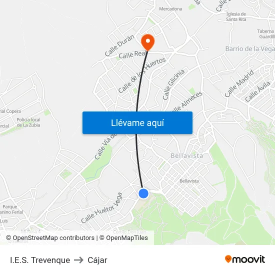I.E.S. Trevenque to Cájar map