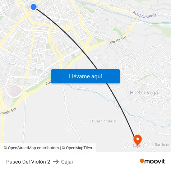 Paseo Del Violón 2 to Cájar map