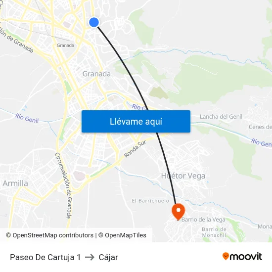 Paseo De Cartuja 1 to Cájar map