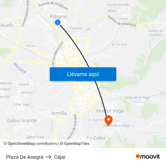 Plaza De Asegra to Cájar map