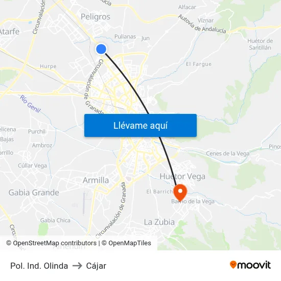 Pol. Ind. Olinda to Cájar map