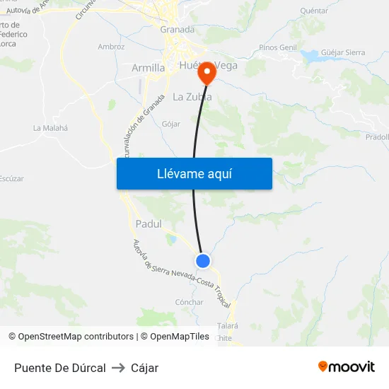 Puente De Dúrcal to Cájar map