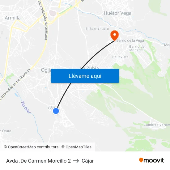 Avda .De Carmen Morcillo 2 to Cájar map