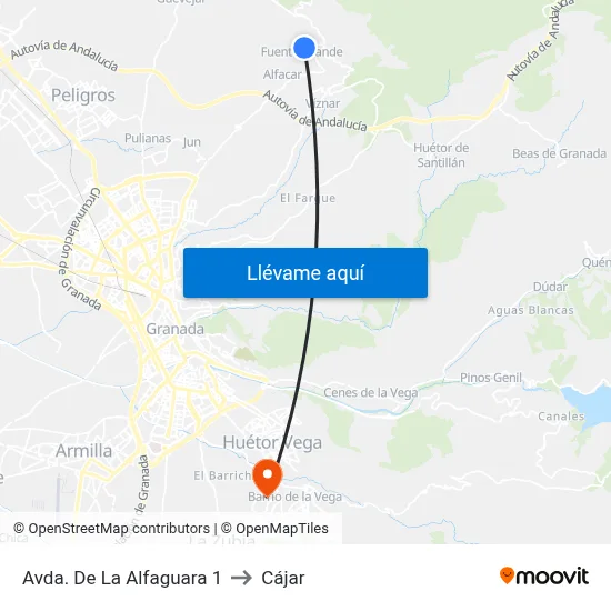 Avda. De La Alfaguara 1 to Cájar map