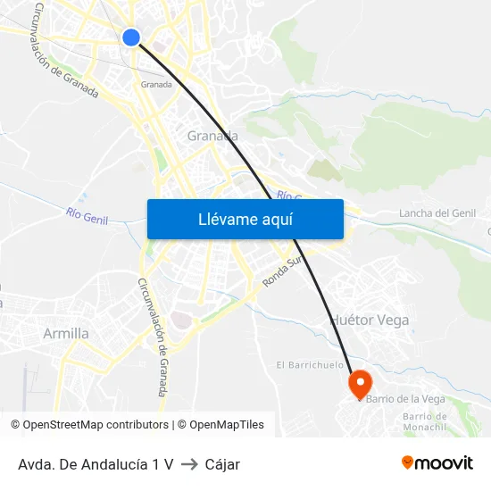 Avda. De Andalucía 1 V to Cájar map