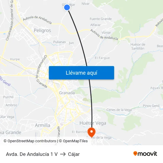 Avda. De Andalucía 1 V to Cájar map