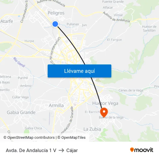 Avda. De Andalucía 1 V to Cájar map