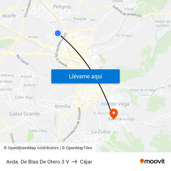 Avda. De Blas De Otero 3 V to Cájar map