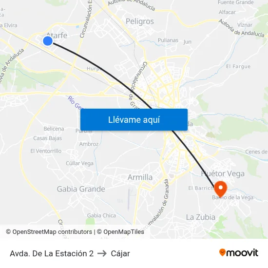 Avda. De La Estación 2 to Cájar map