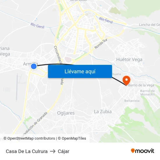 Casa De La Culrura to Cájar map