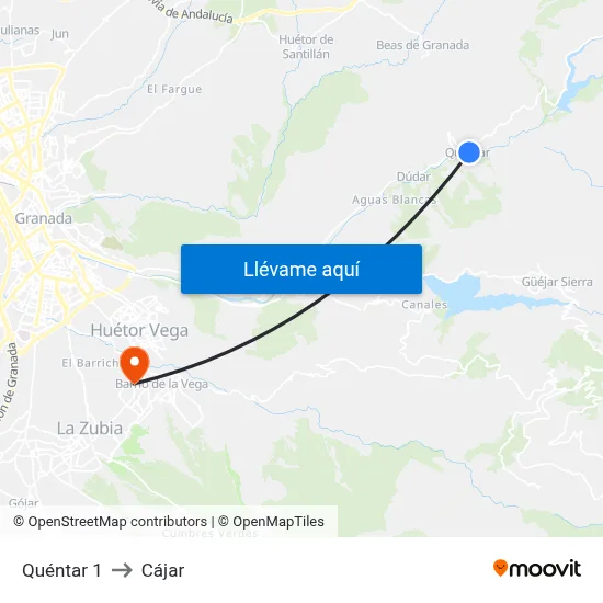 Quéntar 1 to Cájar map