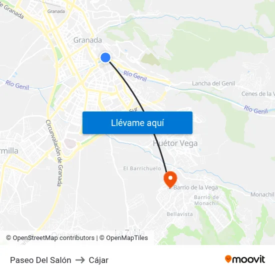 Paseo Del Salón to Cájar map