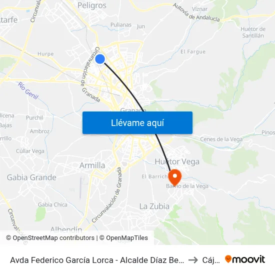 Avda Federico García Lorca - Alcalde Díaz Berbel to Cájar map