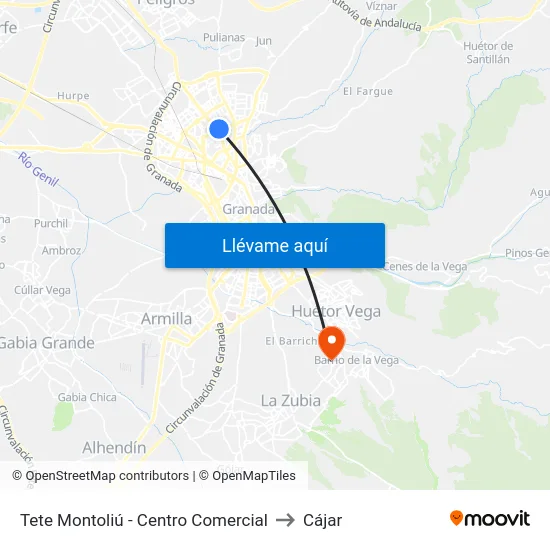 Tete Montoliú - Centro Comercial to Cájar map