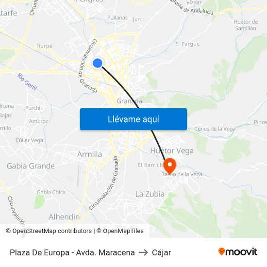 Plaza De Europa - Avda. Maracena to Cájar map