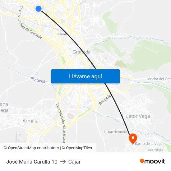 José María Carulla 10 to Cájar map