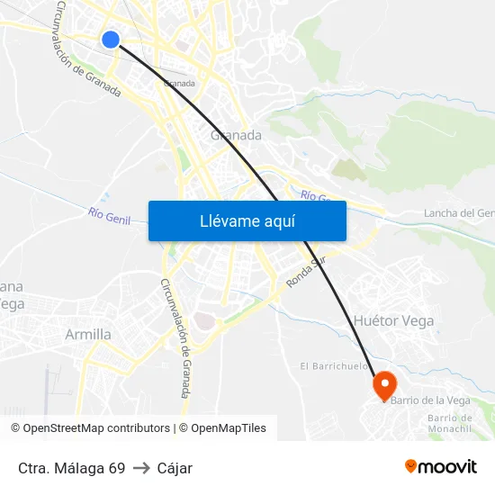 Ctra. Málaga 69 to Cájar map