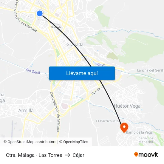 Ctra. Málaga - Las Torres to Cájar map