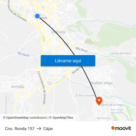 Cno. Ronda 157 to Cájar map