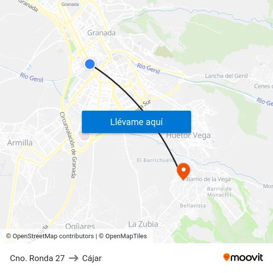 Cno. Ronda 27 to Cájar map