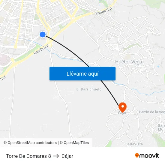 Torre De Comares 8 to Cájar map