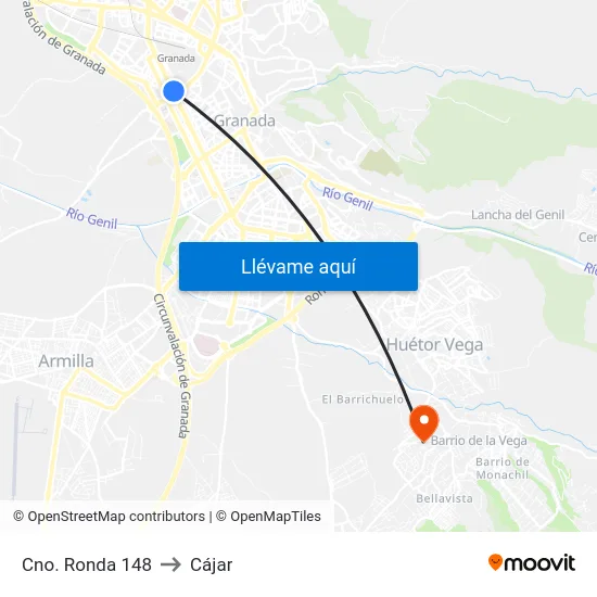 Cno. Ronda 148 to Cájar map