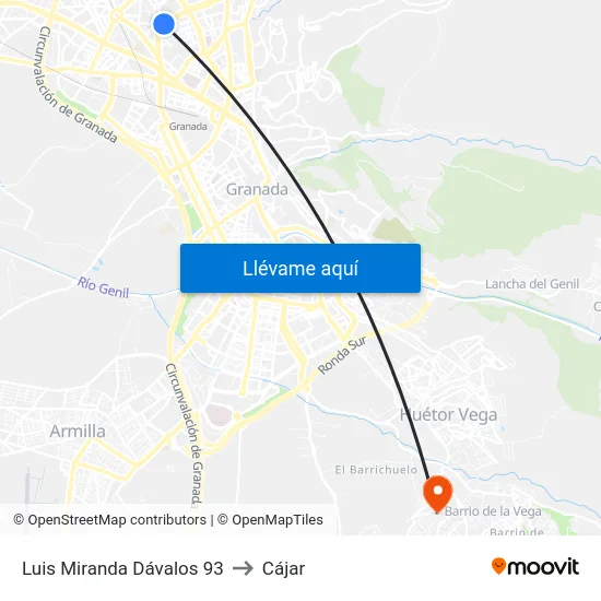 Luis Miranda Dávalos 93 to Cájar map