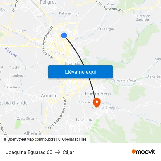 Joaquina Eguaras 60 to Cájar map