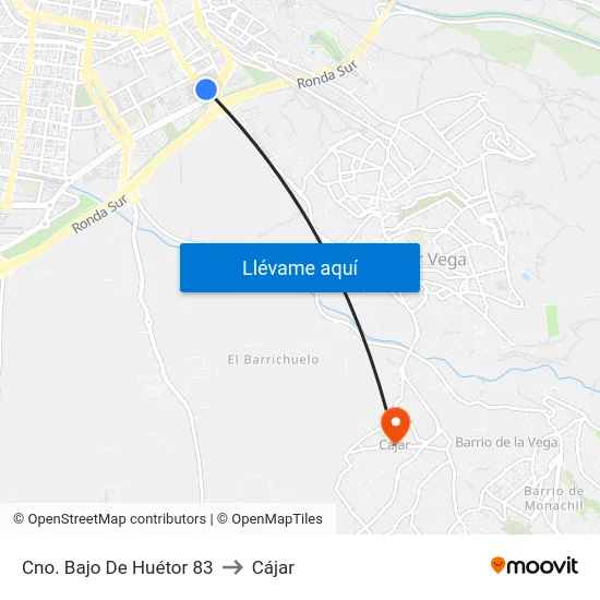 Cno. Bajo De Huétor 83 to Cájar map
