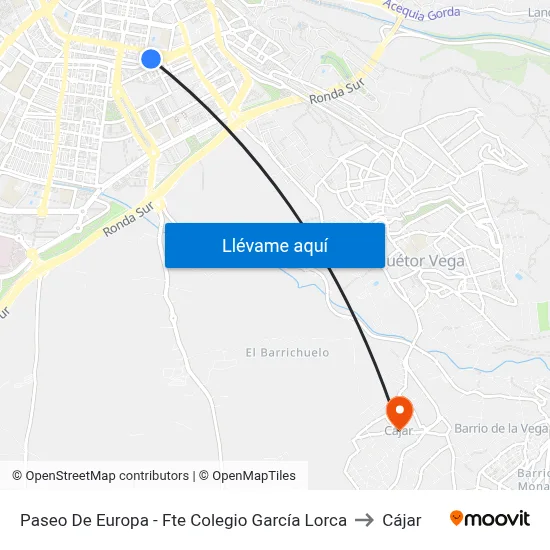 Paseo De Europa - Fte Colegio García Lorca to Cájar map