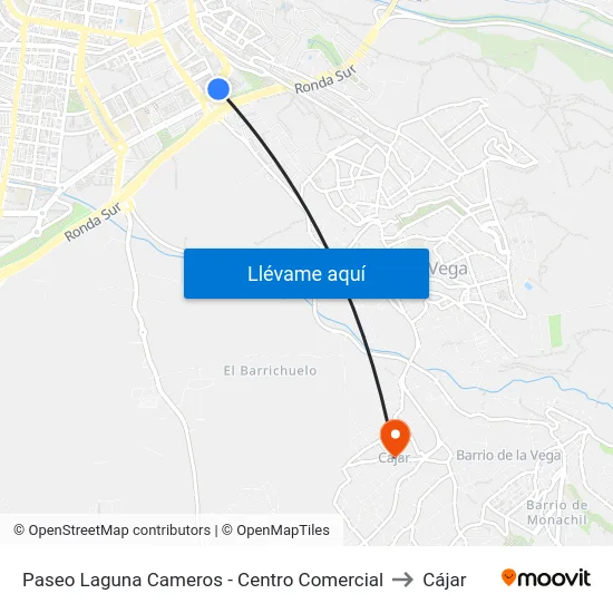 Paseo Laguna Cameros - Centro Comercial to Cájar map