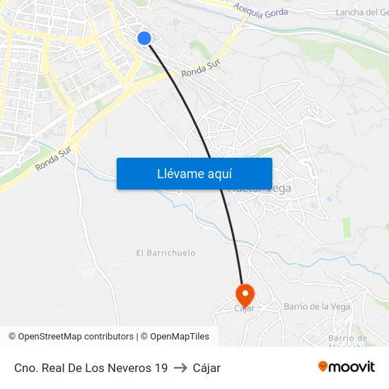 Cno. Real De Los Neveros 19 to Cájar map