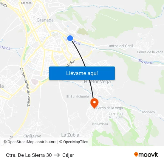 Ctra. De La Sierra 30 to Cájar map