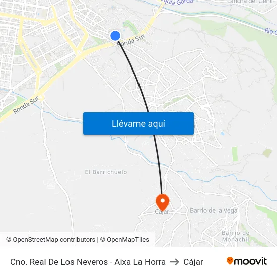 Cno. Real De Los Neveros - Aixa La Horra to Cájar map