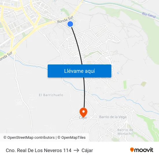Cno. Real De Los Neveros 114 to Cájar map