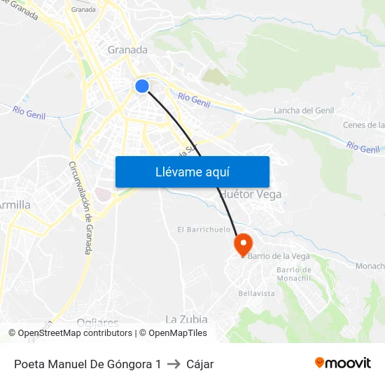 Poeta Manuel De Góngora  1 to Cájar map