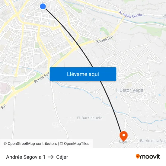 Andrés Segovia 1 to Cájar map