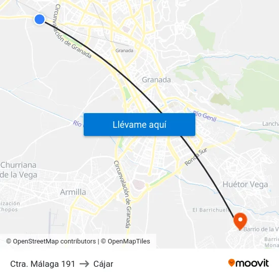 Ctra. Málaga 191 to Cájar map